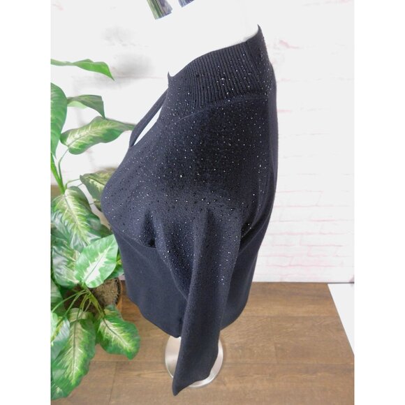Cable Gauge S Black Keyhole Sparkle Sweater Top - Picture 4 of 10